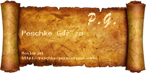 Peschke Géza névjegykártya